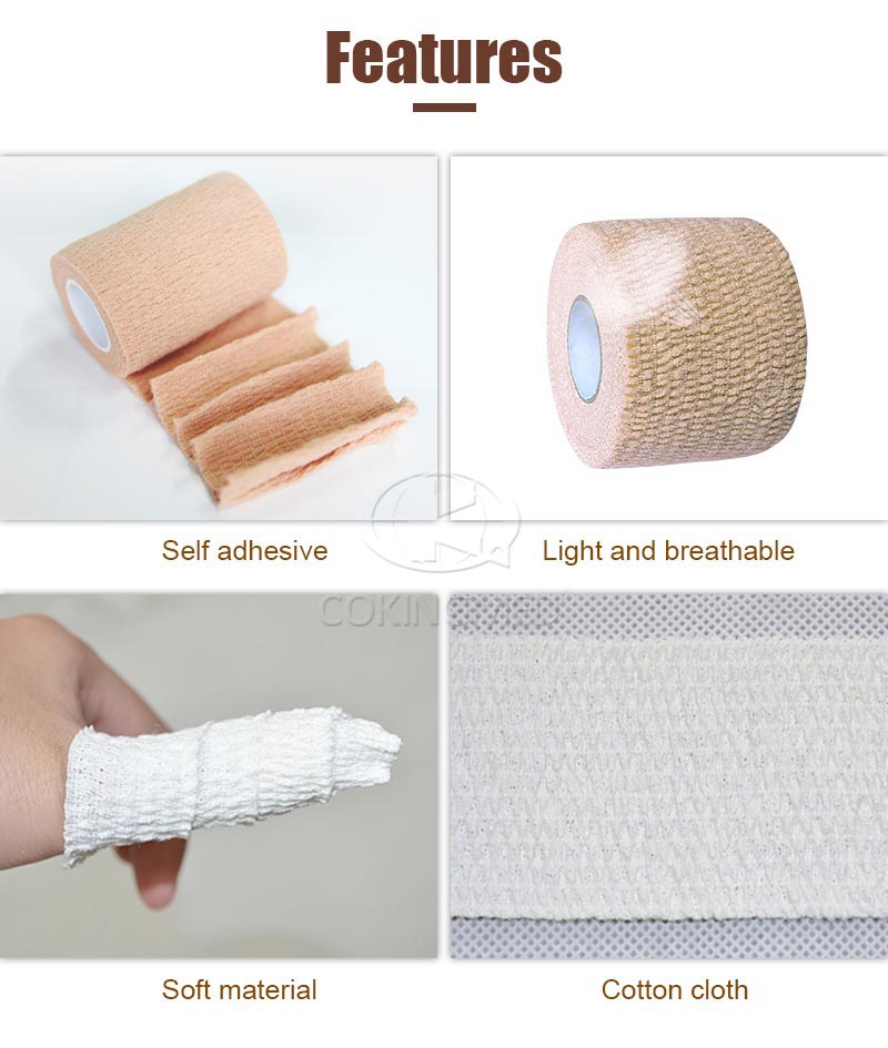Bandage élastique auto-adhésif en coton